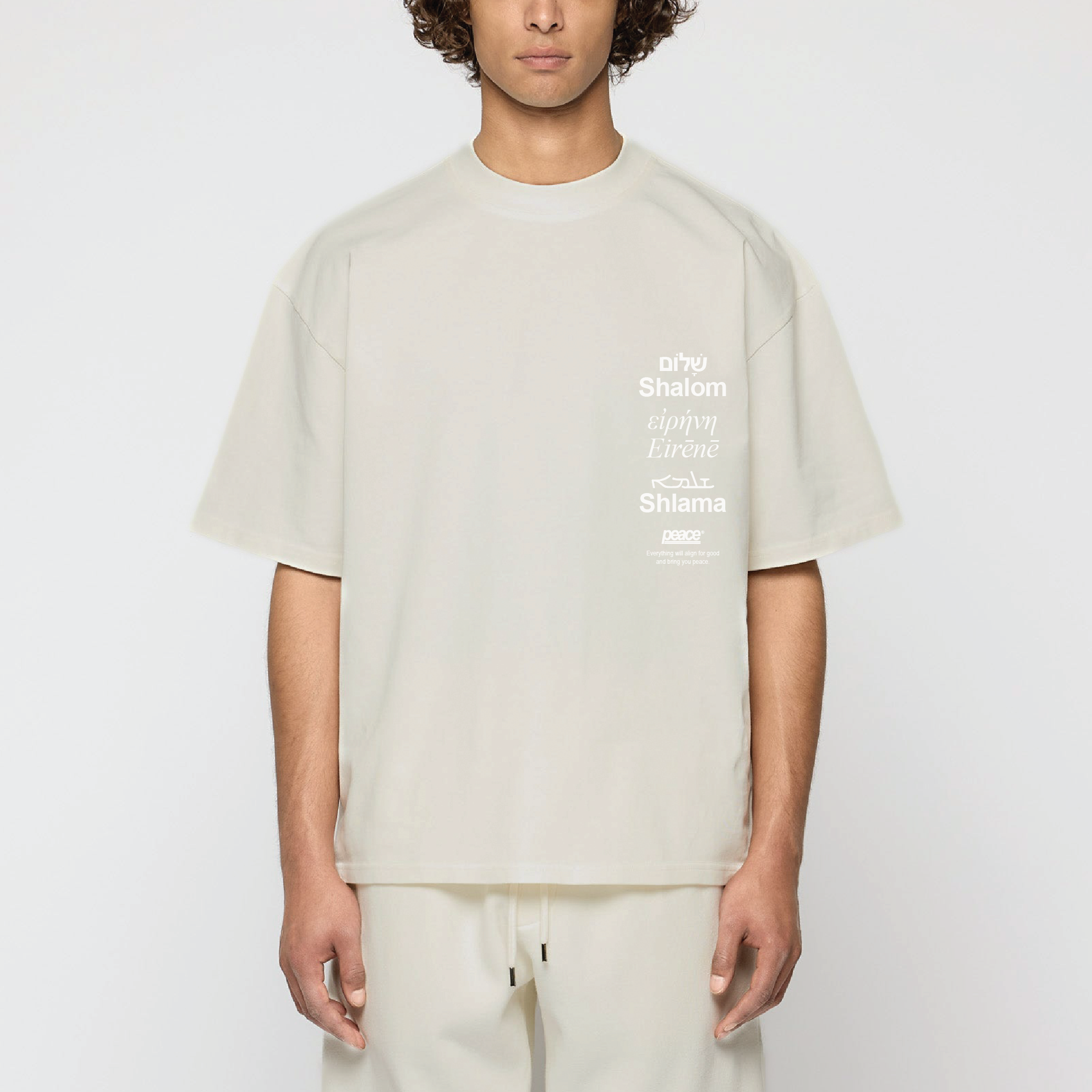 Shalom Basic Beige Loose Fit Tee | Peace® PEACE STORE