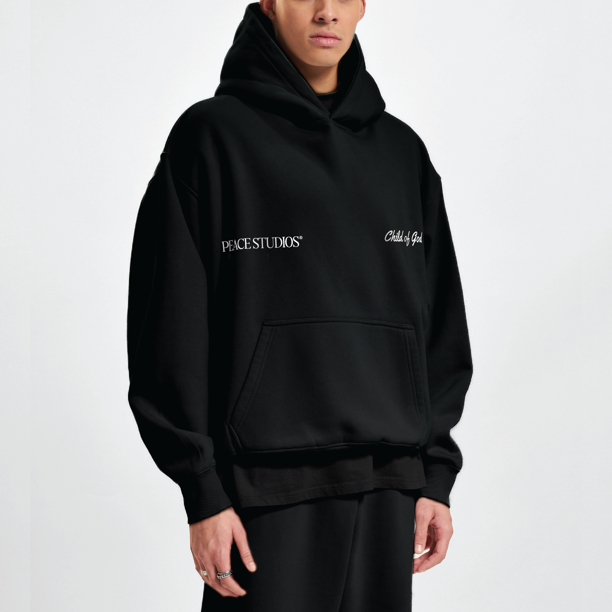 Child of God Black Oversized Heavyweight Hoodie | Peace®