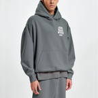 Jesus Walks With Us Gray Oversized Heavyweight Hoodie | Peace® ODMPOD