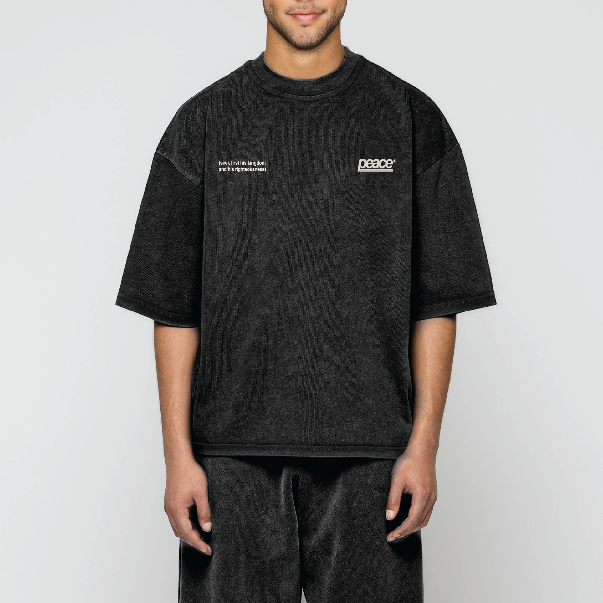 Heaven’s Passion Black Acid Washed Oversized Tee | Peace® PEACE STORE
