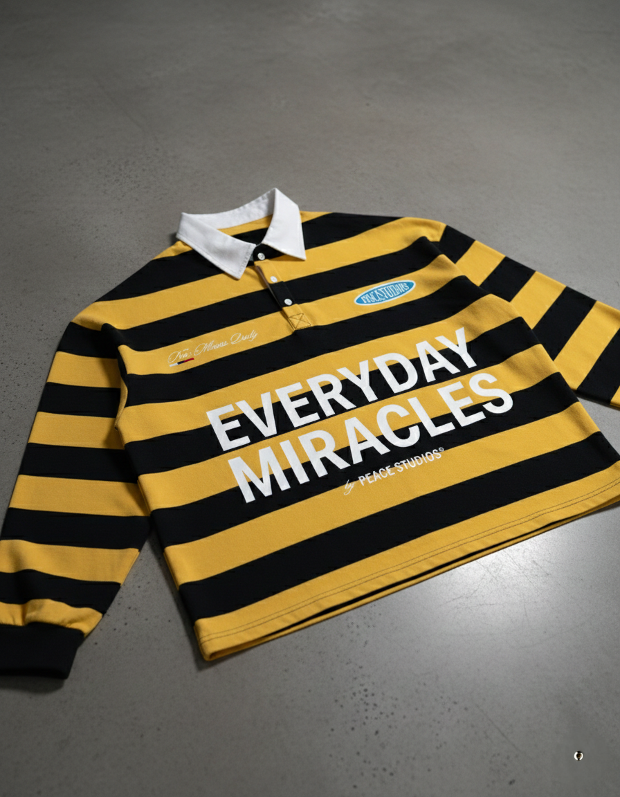 Everyday Miracles Yellow Stripe Polo Shirt | Peace®