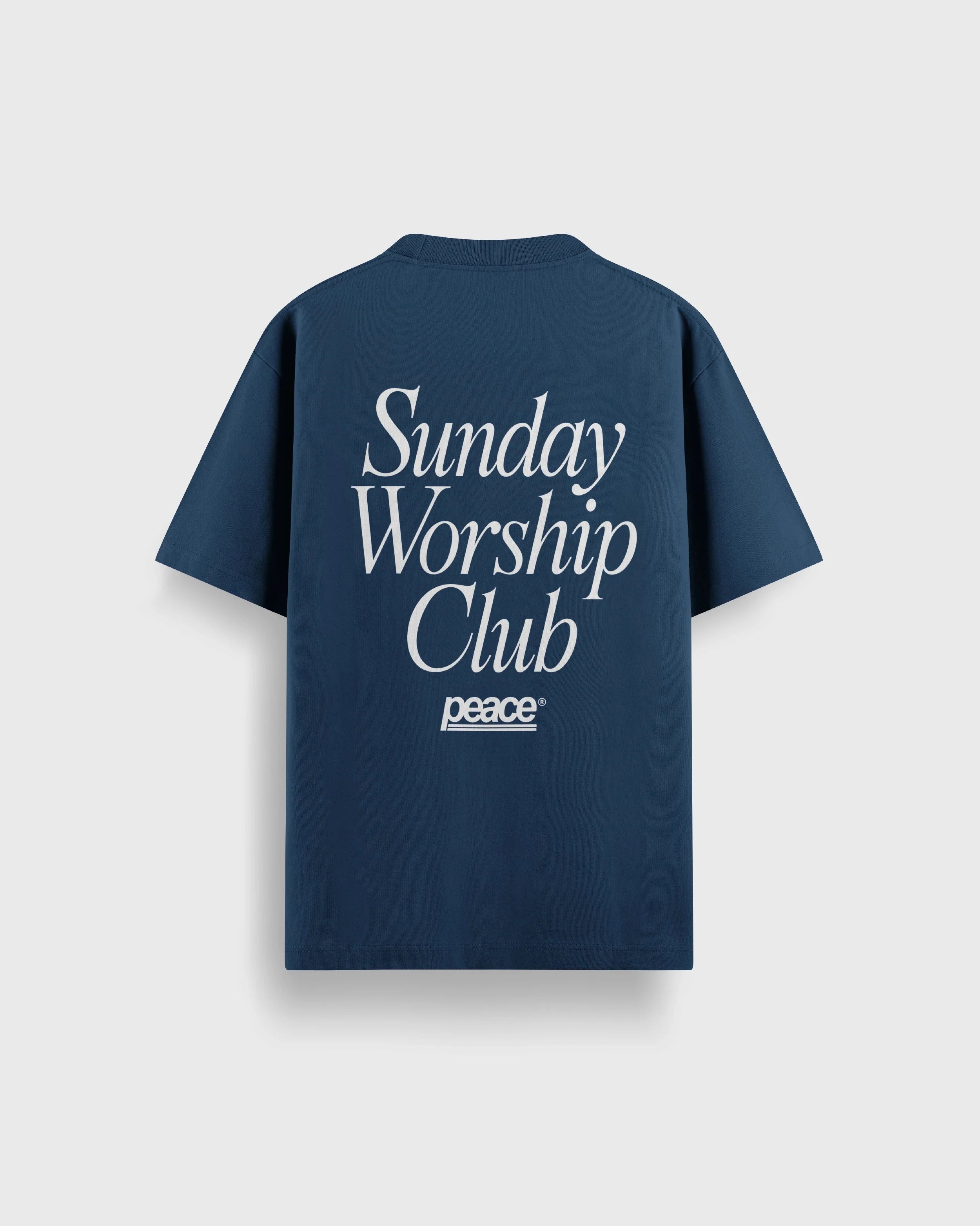 Sunday Worship Club Navy Blue Loose Fit Heavyweight Tee | Peace® ODMPOD