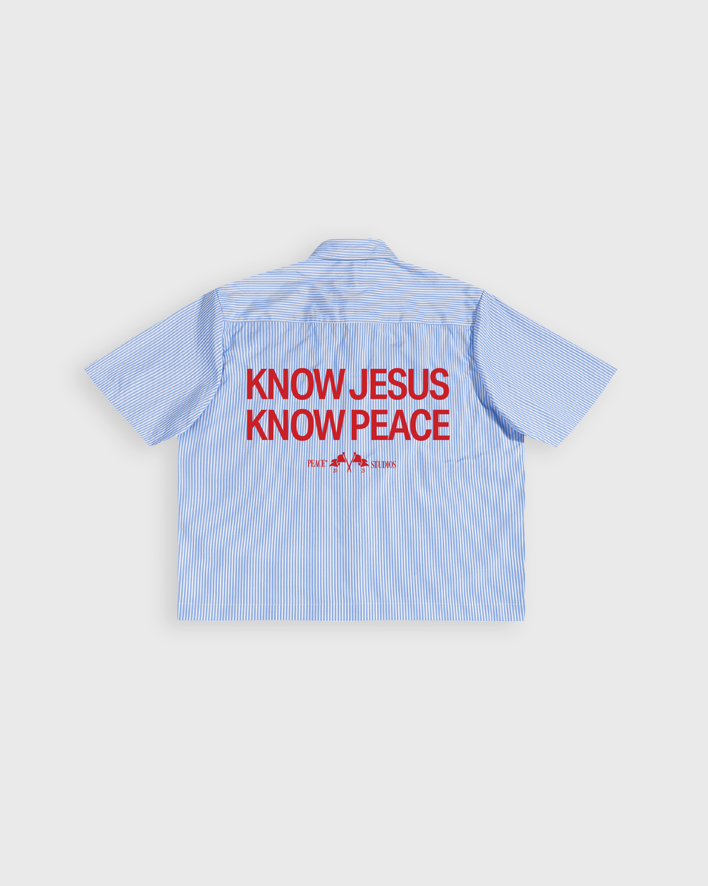 Know Jesus, Know Peace Oversized Blue Stripe Boxy Shirt | Peace®