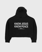 Know Jesus, Know Peace Premium Black Boxy Hoodie | Peace®