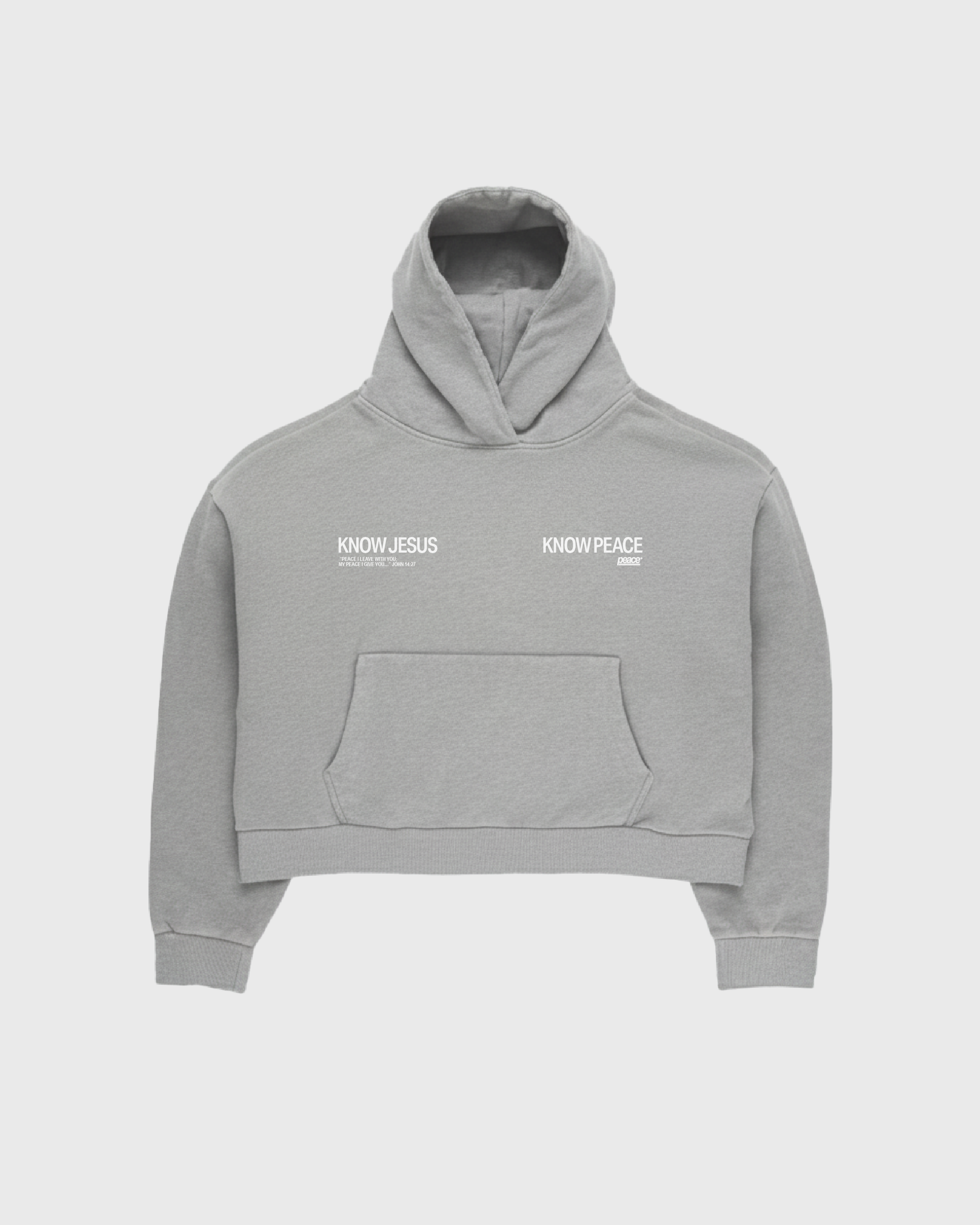 Know Jesus, Know Peace Premium Gray Boxy Hoodie | Peace®