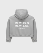 Know Jesus, Know Peace Premium Gray Boxy Hoodie | Peace®