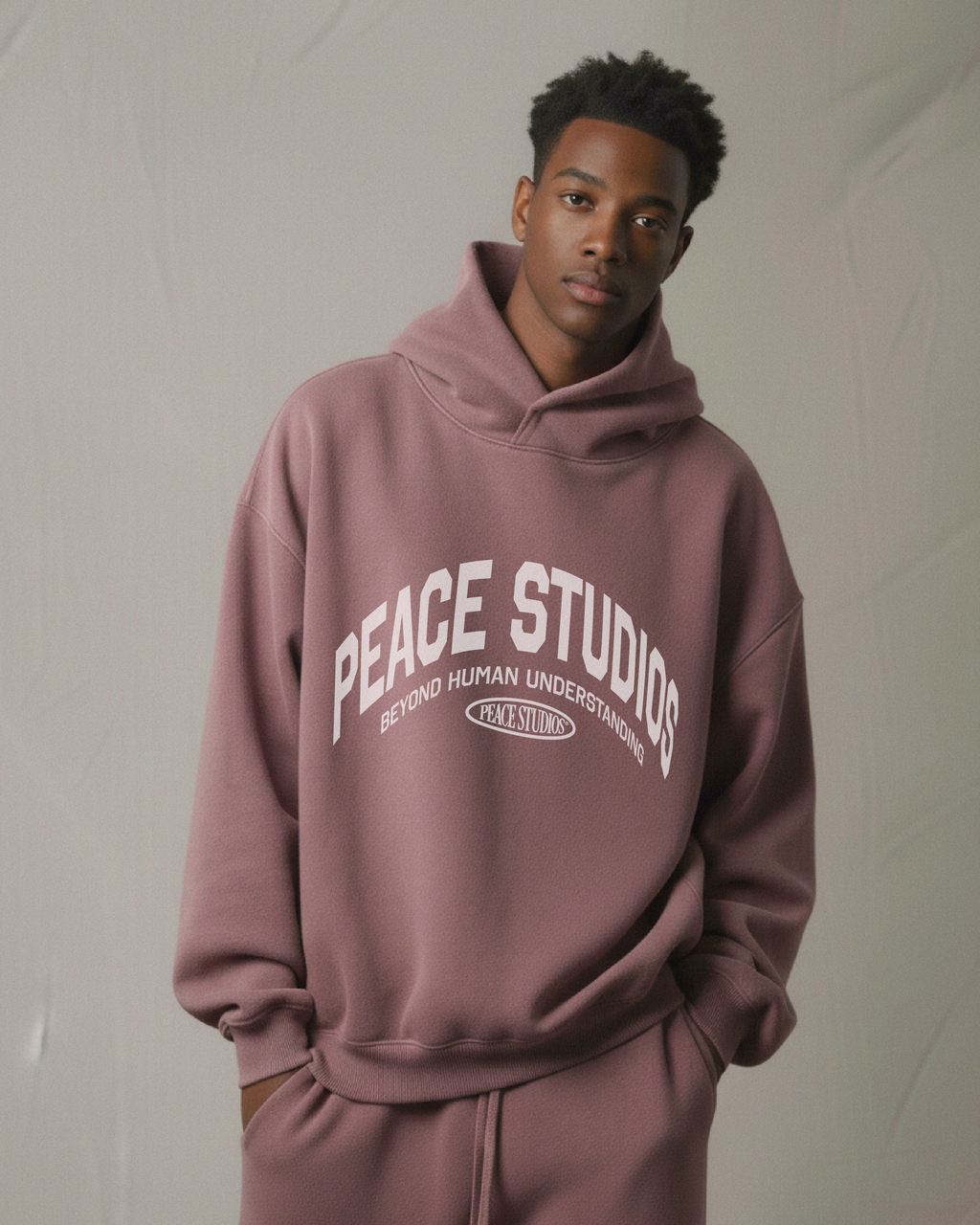 Peace® Studios Premium Enzyme-Washed Boxy Frayed Hoodie | Vintage Red