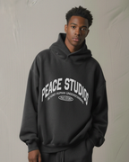 Peace® Studios Premium Enzyme-Washed Boxy Frayed Hoodie | Vintage Black