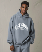 Peace® Studios Premium Enzyme-Washed Boxy Frayed Hoodie | Vintage Blue