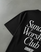 Sunday Worship Club Black Loose Fit Heavyweight Tee | Peace®