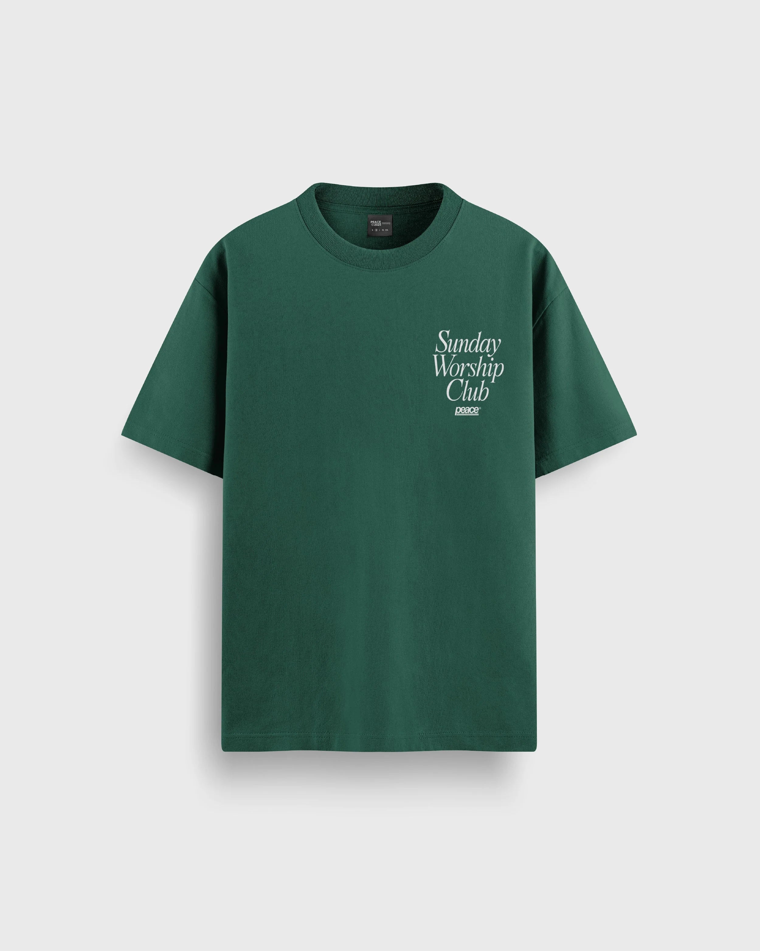 Sunday Worship Club Green Loose Fit Heavyweight Tee | Peace® ODMPOD