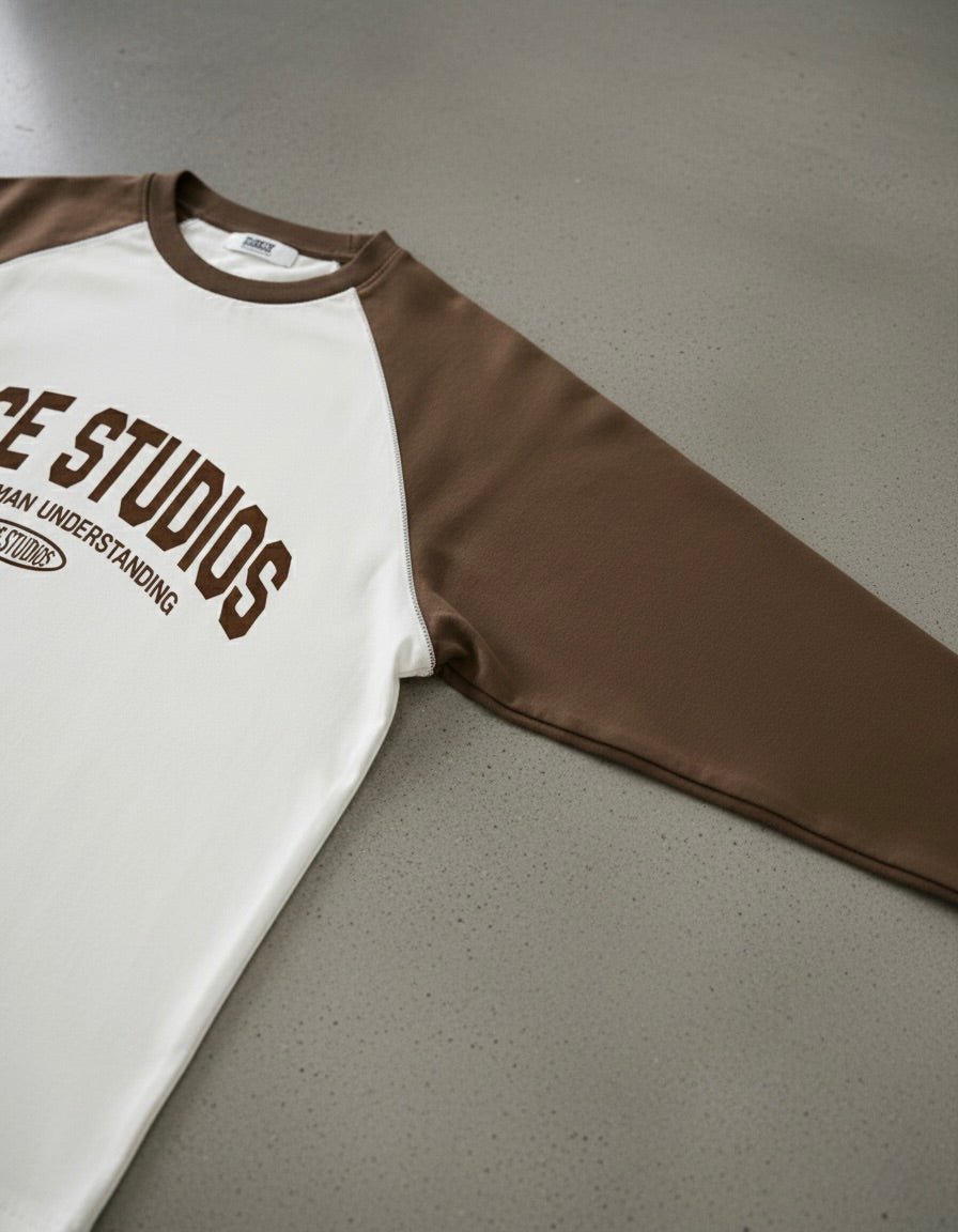 The Signature Brown and White Raglan Long-Sleeve Tee | Peace®