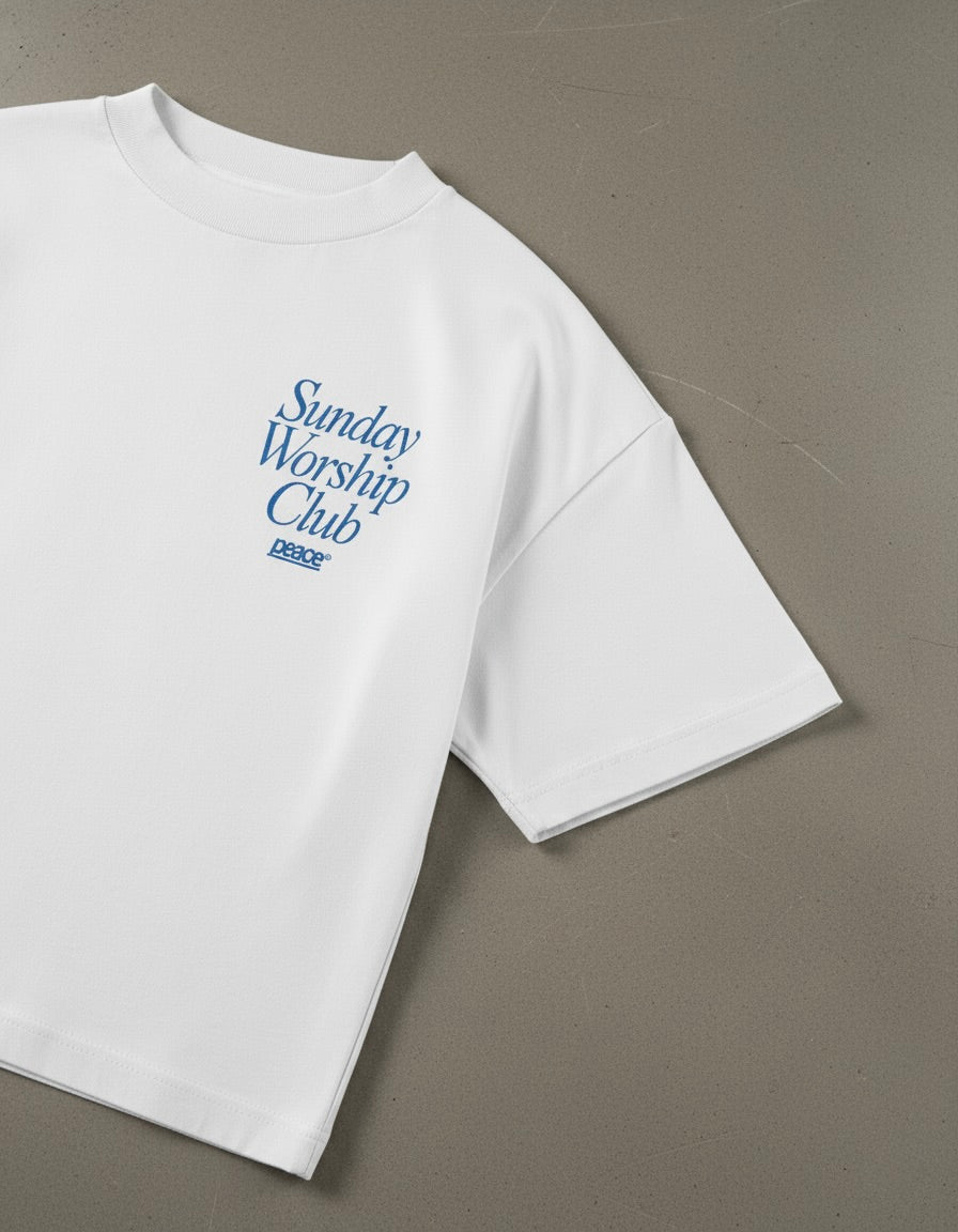 Sunday Worship Club Boxy Tee White | Peace®
