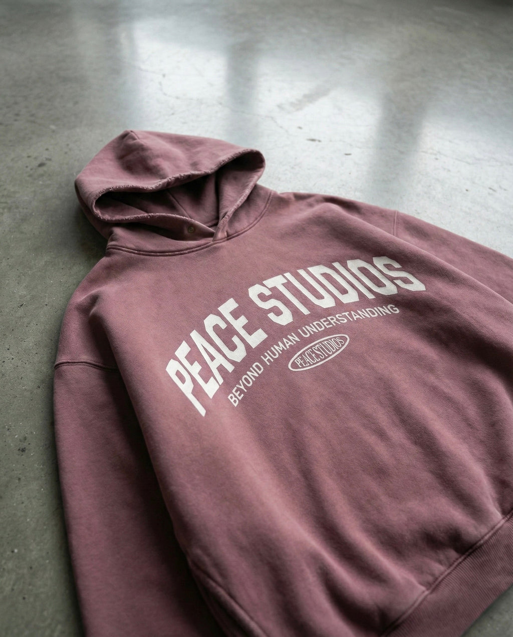 Peace® Studios Premium Enzyme-Washed Boxy Frayed Hoodie | Vintage Red