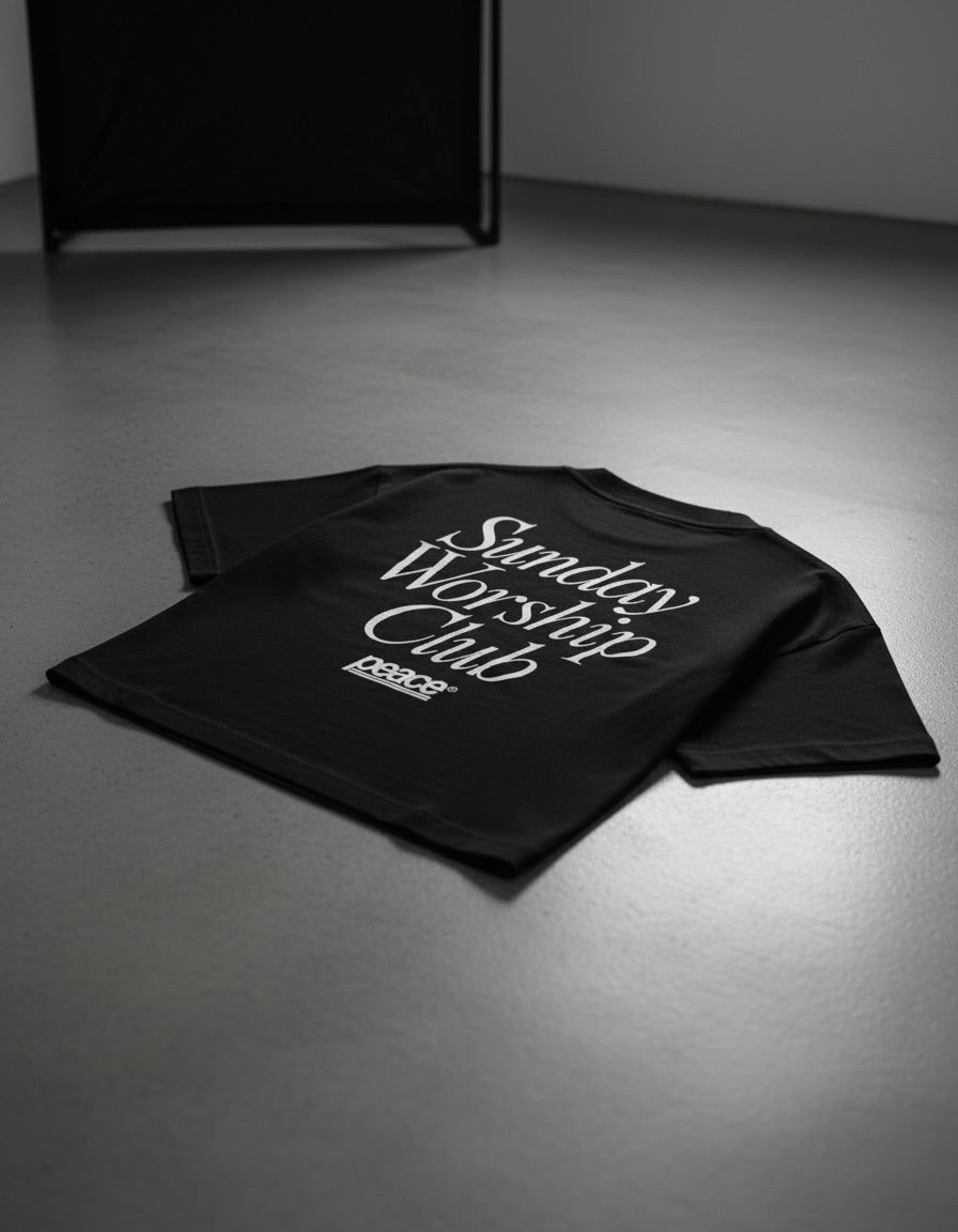Sunday Worship Club Boxy Tee Black | Peace®