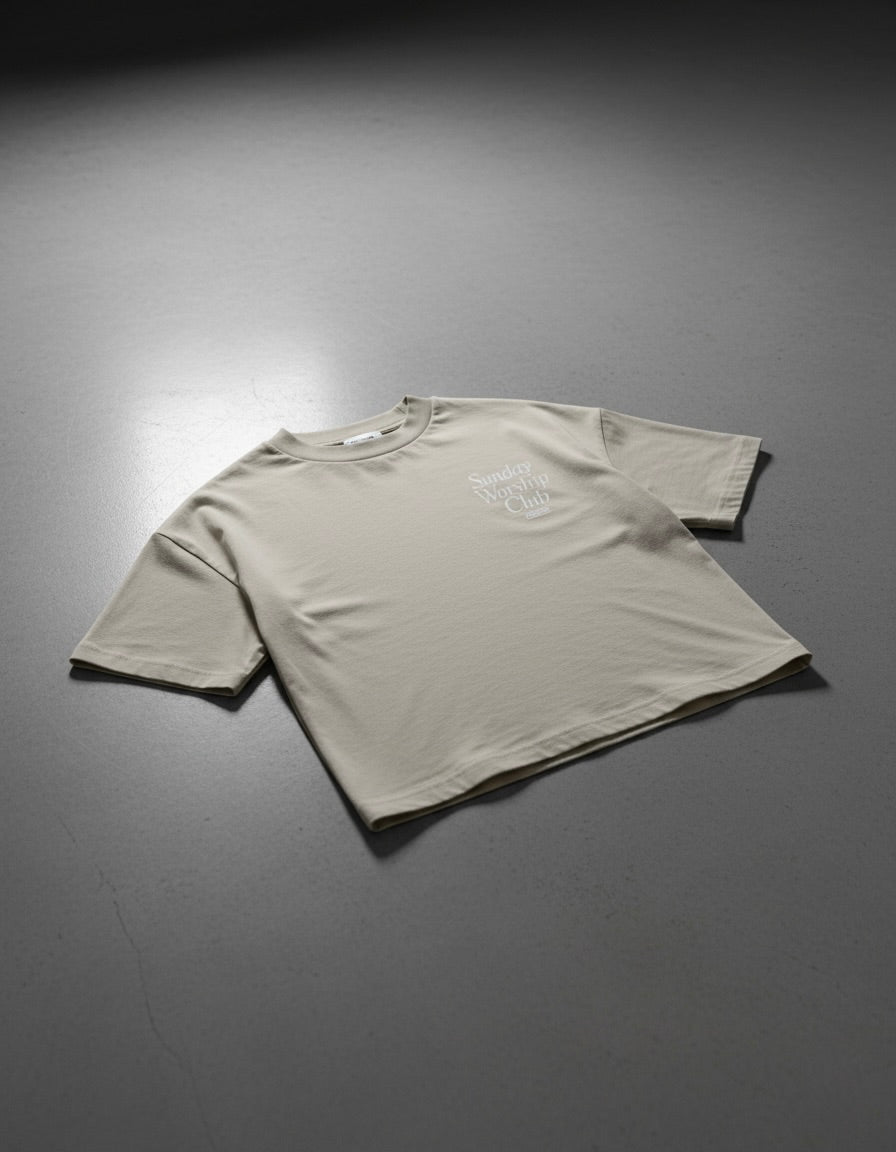 Sunday Worship Club Boxy Tee Beige | Peace®