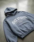 Peace® Studios Premium Enzyme-Washed Boxy Frayed Hoodie | Vintage Blue