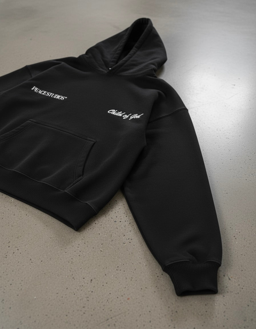 Child of God Black Oversized Heavyweight Hoodie | Peace®