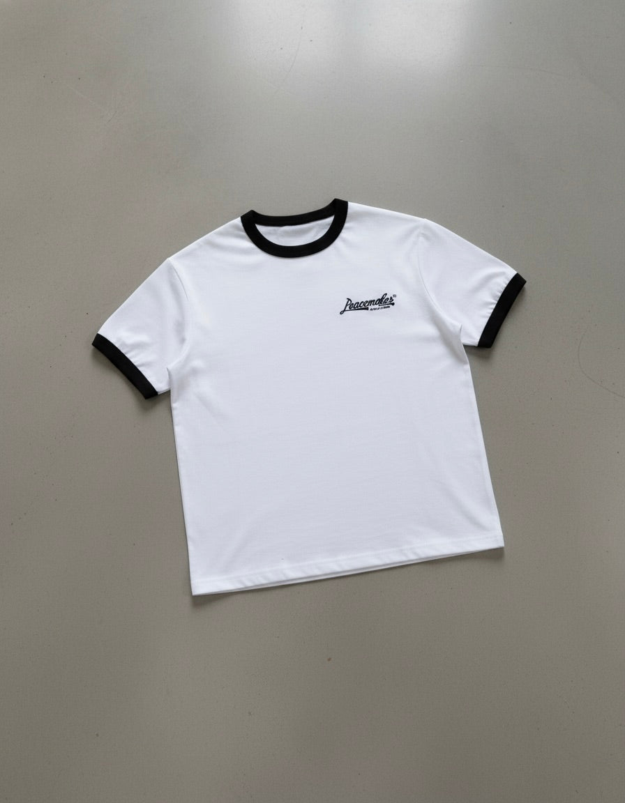 Peacemaker Vintage Style White Ringer T-Shirt  | Peace®