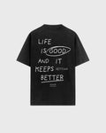 Life is Good Black Acid Washed Oversized Tee | Peace®