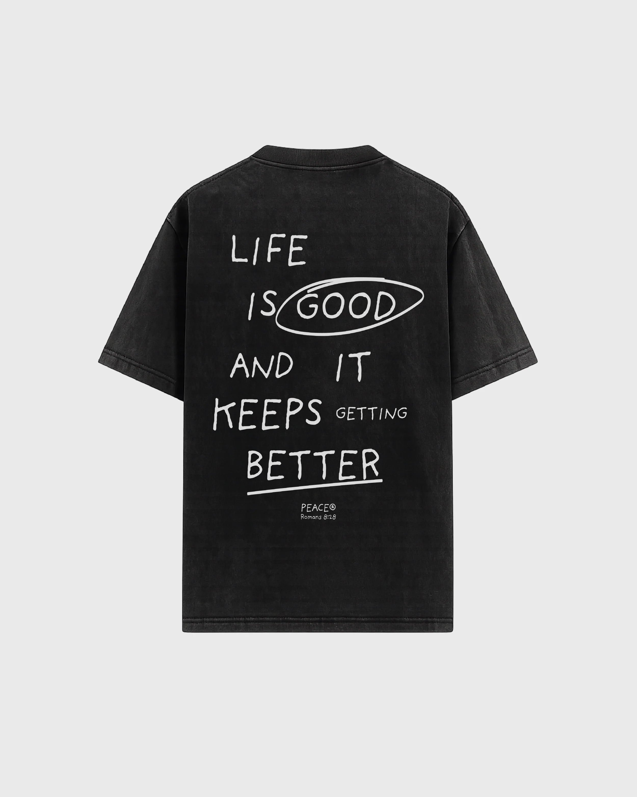 Life is Good Black Acid Washed Oversized Tee | Peace®