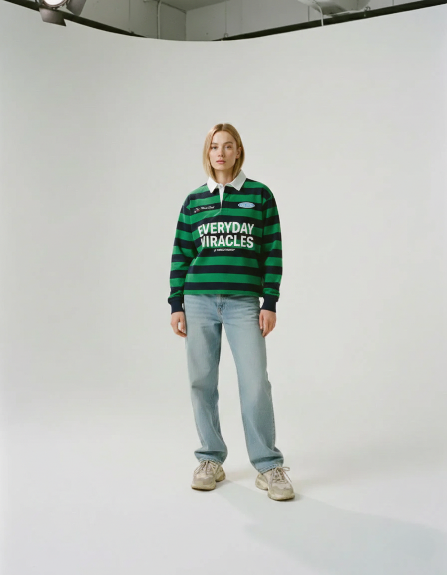 Everyday Miracles Green Stripe Polo Shirt | Peace®