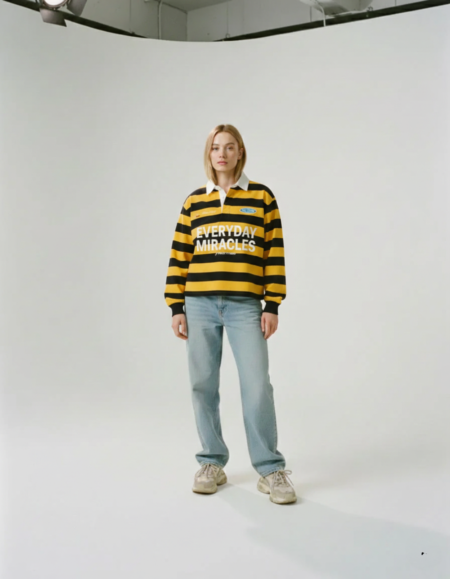 Everyday Miracles Yellow Stripe Polo Shirt | Peace®