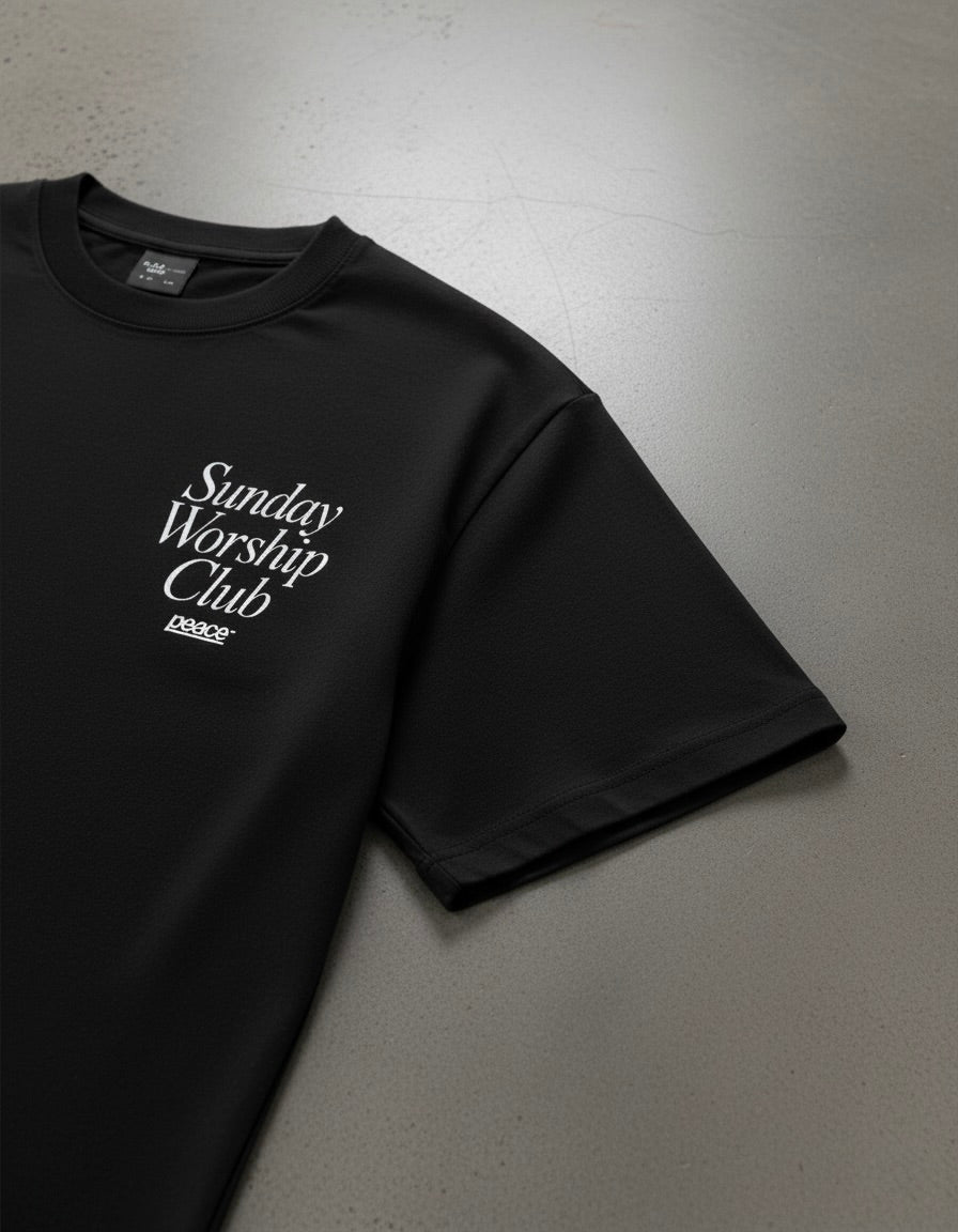 Sunday Worship Club Black Loose Fit Heavyweight Tee | Peace®