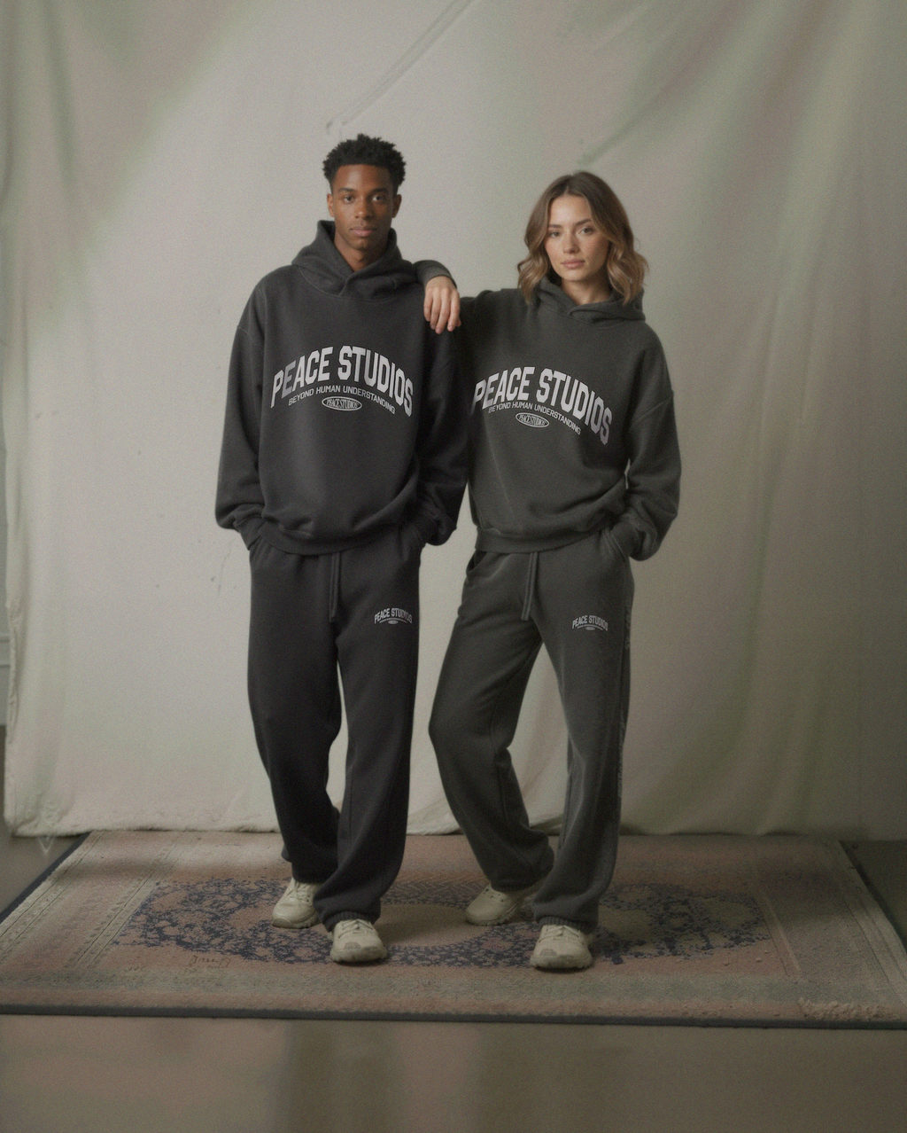 Peace® Studios Premium Enzyme-Washed Boxy Frayed Hoodie | Vintage Black